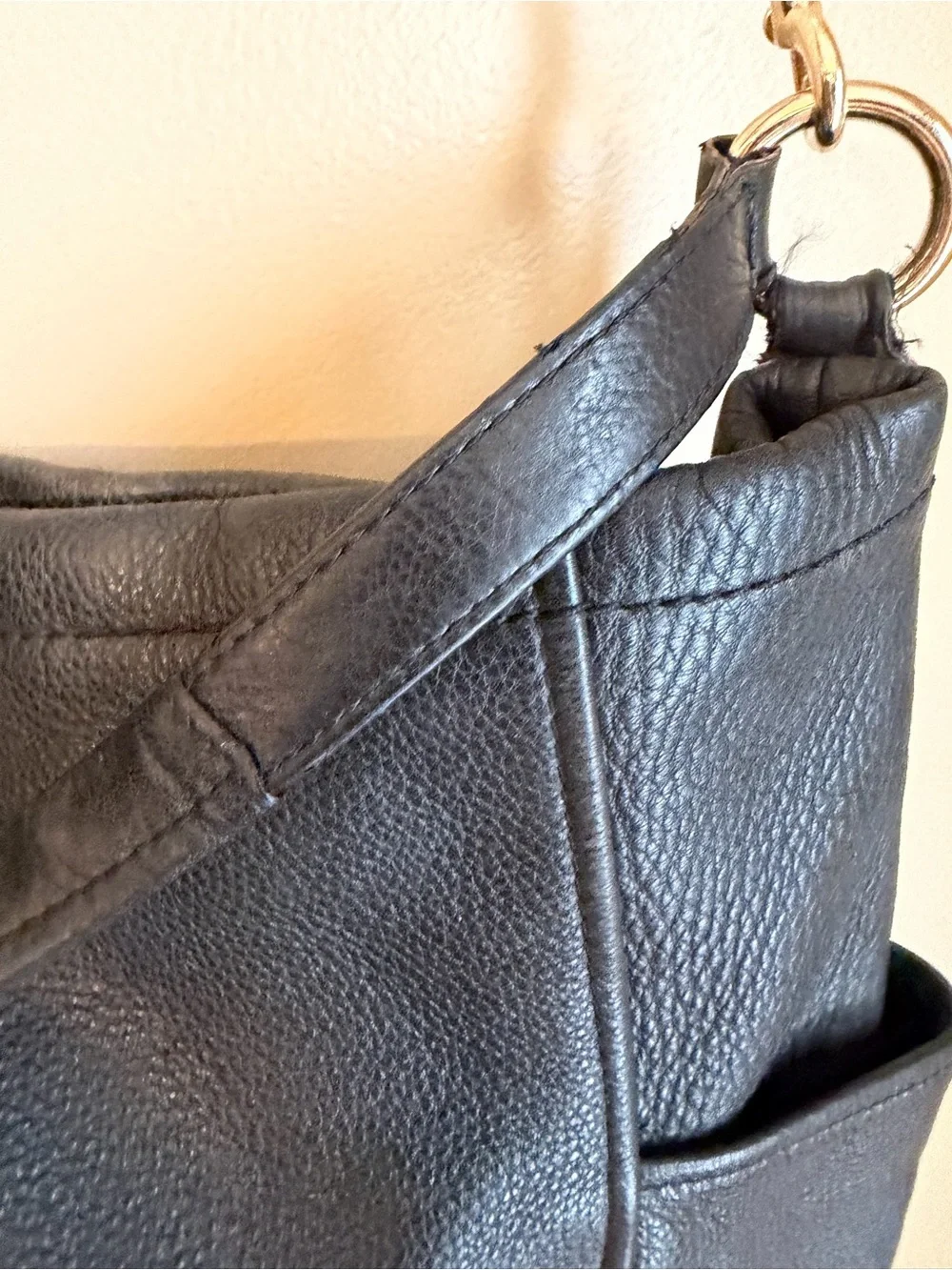 COACH CHICAGO GALLERY HOBO HANDBAG SHOULDER BAG 33436 Black Pebbled Leather